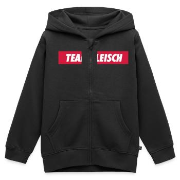 team fleisch - Kinder Premium Organic Zip Hoodie - Schwarz - Vorne - AI Model Kid Male (0cm)