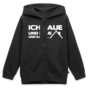 Ich baue und baue und baue - Kinder Premium Organic Zip Hoodie - Schwarz - Vorne - AI Model Kid Male (0cm)