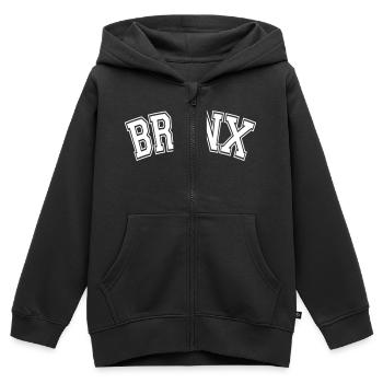 BRONX, NYC - Sweat Premium à capuche zippé enfant bio - noir - Devant - AI Model Kid Male (0cm)