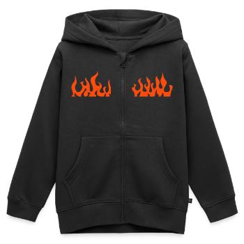 flames - Kids Premium Organic Zip-up Hoodie - black - Front - AI Model Kid Male (0cm)