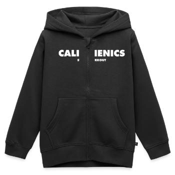 Calisthenics street workout - Sweat Premium à capuche zippé enfant bio - noir - Devant - AI Model Kid Male (0cm)