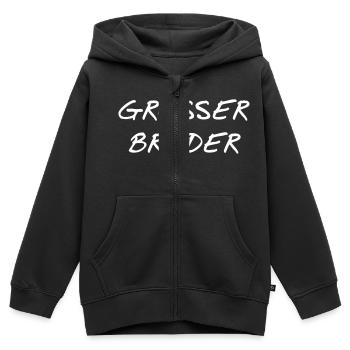 Grand frère - Sweat Premium à capuche zippé enfant bio - noir - Devant - AI Model Kid Male (0cm)