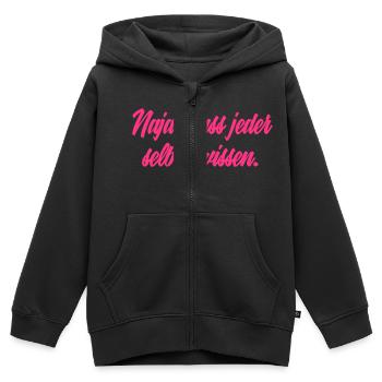 Muss jeder selber wissen - Kinder Premium Organic Zip Hoodie - Schwarz - Vorne - AI Model Kid Male (0cm)
