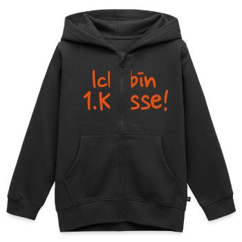 1. Klasse - Kinder Premium Organic Zip Hoodie - Schwarz - Vorne - AI Model Kid Male (0cm)
