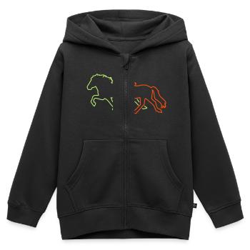 Tölt_Rennpass - Kinder Premium Organic Zip Hoodie - Schwarz - Vorne - AI Model Kid Male (0cm)