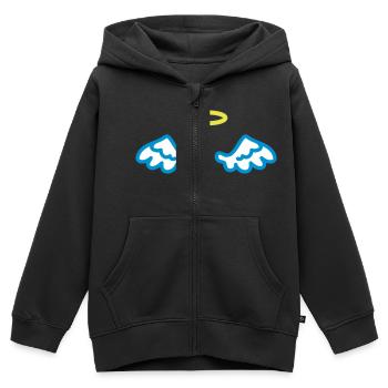 Ailes d'ange - Sweat Premium à capuche zippé enfant bio - noir - Devant - AI Model Kid Male (0cm)