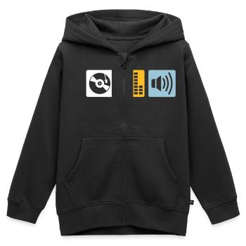 Musique - DJ - Sweat Premium à capuche zippé enfant bio - noir - Devant - AI Model Kid Male (0cm)