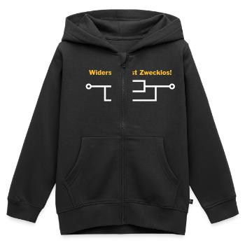 Widerstand ist zwecklos - Kinder Premium Organic Zip Hoodie - Schwarz - Vorne - AI Model Kid Male (0cm)