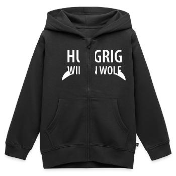 Hungrig wie ein Wolf - Kinder Premium Organic Zip Hoodie - Schwarz - Vorne - AI Model Kid Male (0cm)