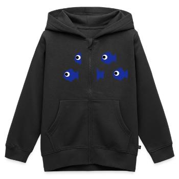 fishes - Kids Premium Organic Zip-up Hoodie - black - Front - AI Model Kid Male (0cm)