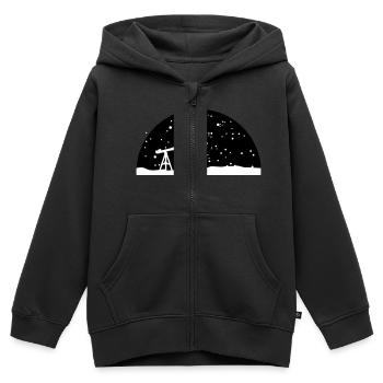Astronomy, Telescope and stars - Kids Premium Organic Zip-up Hoodie - black - Front - AI Model Kid Male (0cm)
