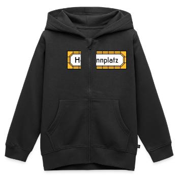 Hermannplatz NEUKÖLLN - Kinder Premium Organic Zip Hoodie - Schwarz - Vorne - AI Model Kid Male (0cm)
