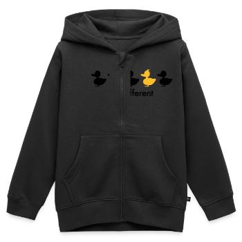 être différente bec de canard de canard Iroquois - Sweat Premium à capuche zippé enfant bio - noir - Devant - AI Model Kid Male (0cm)