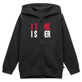 I THINK I SPIDER (DENGLISCH) - Sweat Premium à capuche zippé enfant bio - noir - Devant - AI Model Kid Male (0cm)