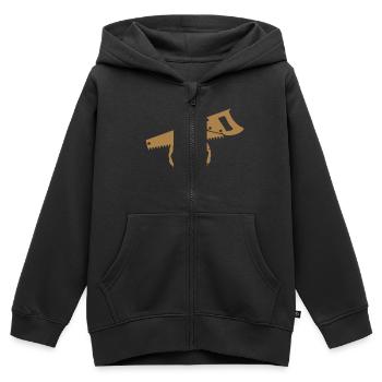 scie bois buche branche - Sweat Premium à capuche zippé enfant bio - noir - Devant - AI Model Kid Male (0cm)