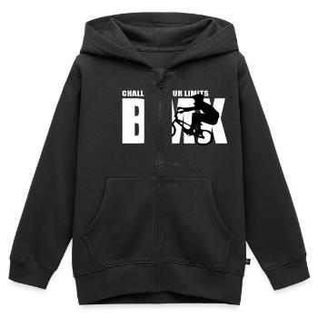 défiez vos limites - Sweat Premium à capuche zippé enfant bio - noir - Devant - AI Model Kid Male (0cm)