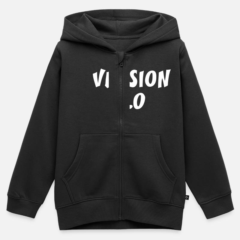 Version 2.0 - Sweat Premium à capuche zippé enfant bio - noir