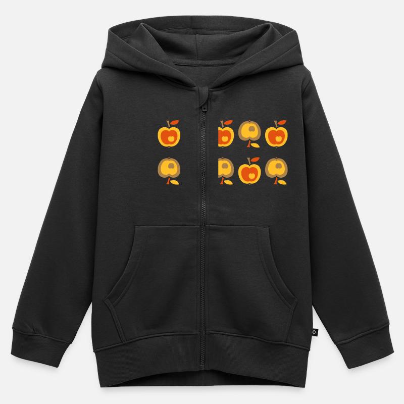 Rétro Pomme - Sweat Premium à capuche zippé enfant bio - noir