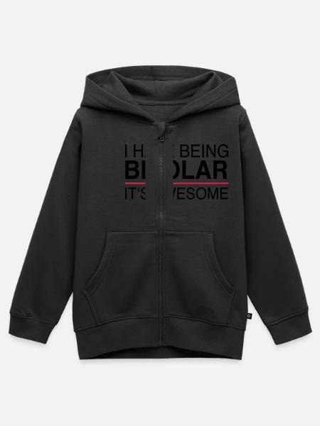 I hate being bipolar - Kinder Premium Organic Zip Hoodie - Schwarz