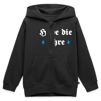 Avoir l'honneur de dire un cadeau - Sweat Premium à capuche zippé enfant bio - noir - Devant - AI Model Kid Male (0cm)