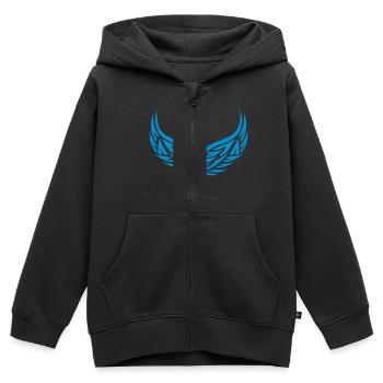 Doppel-Flügel eins super - Kinder Premium Organic Zip Hoodie - Schwarz - Vorne - AI Model Kid Male (0cm)