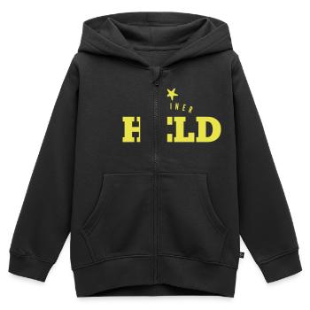 Kleiner Held - Kinder Premium Organic Zip Hoodie - Schwarz - Vorne - AI Model Kid Male (0cm)