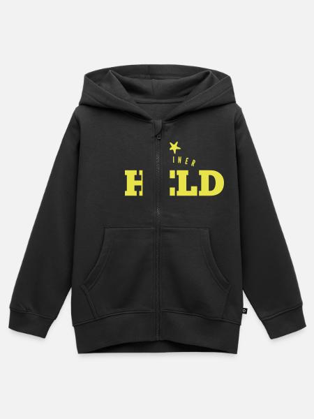 Kleiner Held - Kinder Premium Organic Zip Hoodie - Schwarz