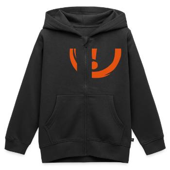 point exclamation cercle rond ponctuation - Sweat Premium à capuche zippé enfant bio - noir - Devant - AI Model Kid Male (0cm)