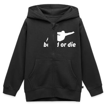 board or die - Sweat Premium à capuche zippé enfant bio - noir - Devant - AI Model Kid Male (0cm)