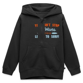 Learn to surf - Kids Premium Organic Zip-up Hoodie - black - Front - AI Model Kid Male (0cm)