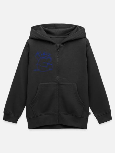 Benjamin Blümchen sitzt Line-Art - Kinder Premium Organic Zip Hoodie - Schwarz