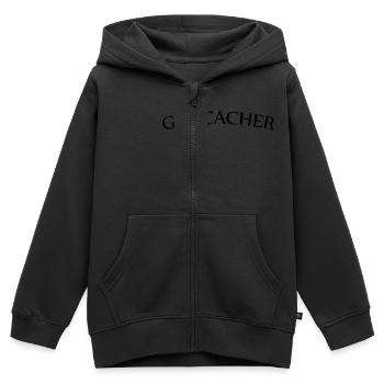 Geocacher mit Geocache-Logo - Kinder Premium Organic Zip Hoodie - Schwarz - Vorne - AI Model Kid Male (0cm)