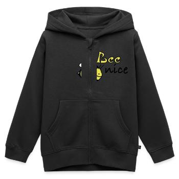 abeille sympa - Sweat Premium à capuche zippé enfant bio - noir - Devant - AI Model Kid Male (0cm)