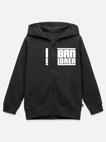Urban Explorer - Kids Premium Organic Zip-up Hoodie - black