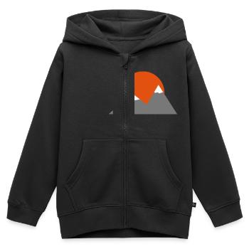Sonnenuntergang hinter Berg - Kinder Premium Organic Zip Hoodie - Schwarz - Vorne - AI Model Kid Male (0cm)