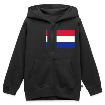 Pays-Bas - Sweat Premium à capuche zippé enfant bio - noir - Devant - AI Model Kid Male (0cm)