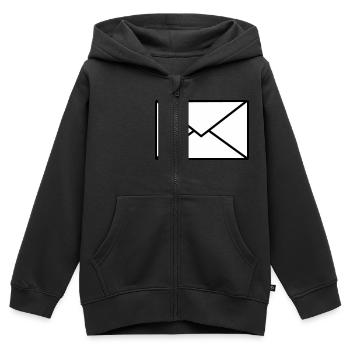 Lettre - Sweat Premium à capuche zippé enfant bio - noir - Devant - AI Model Kid Male (0cm)