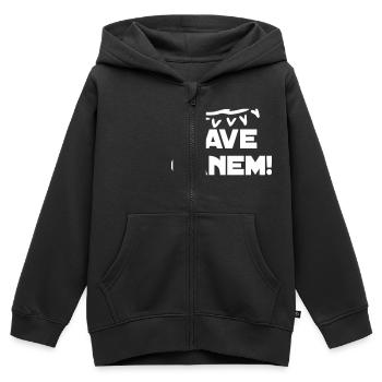 Cave Canem! chien de garde de l'attention! - Sweat Premium à capuche zippé enfant bio - noir - Devant - AI Model Kid Male (0cm)