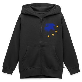 Europa EU - Kinder Premium Organic Zip Hoodie - Schwarz - Vorne - AI Model Kid Male (0cm)
