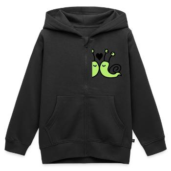 verliebte Schnecken - Kinder Premium Organic Zip Hoodie - Schwarz - Vorne - AI Model Kid Male (0cm)