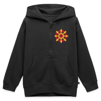 Blüten Muster - Kinder Premium Organic Zip Hoodie - Schwarz - Vorne - AI Model Kid Male (0cm)