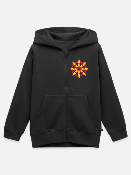 Blüten Muster - Kinder Premium Organic Zip Hoodie - Schwarz