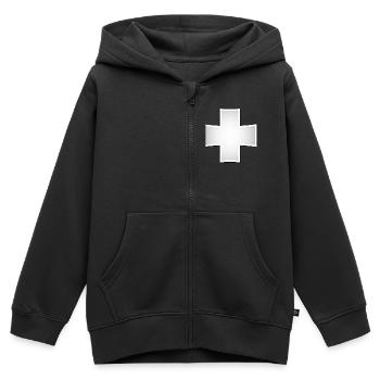 silver cross | Silver Cross with Shadow - Kids Premium Organic Zip-up Hoodie - black - Front - AI Model Kid Male (0cm)
