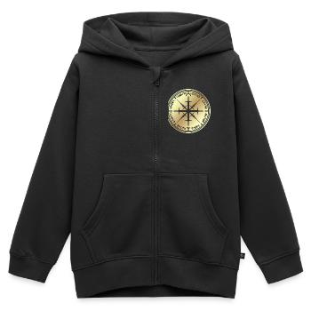 rose des vents - Sweat Premium à capuche zippé enfant bio - noir - Devant - AI Model Kid Male (0cm)