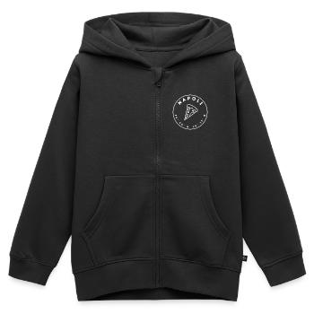 Neapel mit Pizza und Koordinaten - Kinder Premium Organic Zip Hoodie - Schwarz - Vorne - AI Model Kid Male (0cm)