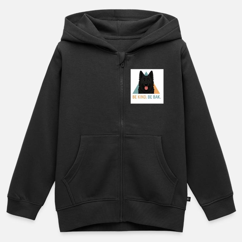 Be Kind Be Bak Dog Design - Sweat Premium à capuche zippé enfant bio - noir