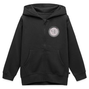 Manualschaltung Emblem Save the Manuals - Kids Premium Organic Zip-up Hoodie - black - Front - AI Model Kid Male (0cm)