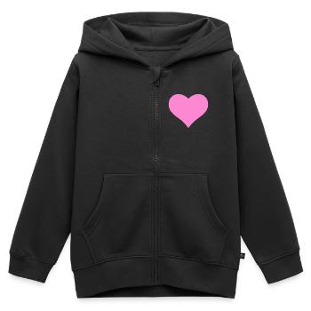 Cœur - Sweat Premium à capuche zippé enfant bio - noir - Devant - AI Model Kid Male (0cm)