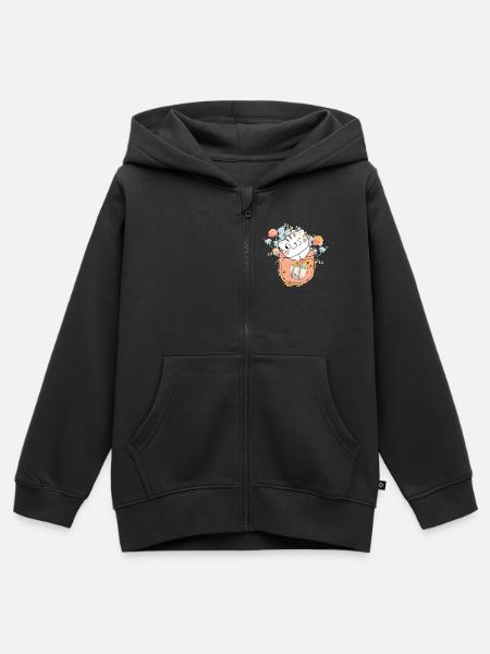 Taschenkatze in Blühe - Kinder Premium Organic Zip Hoodie - Schwarz