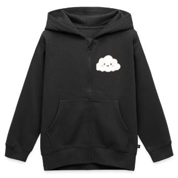 nuage - Sweat Premium à capuche zippé enfant bio - noir - Devant - AI Model Kid Male (0cm)